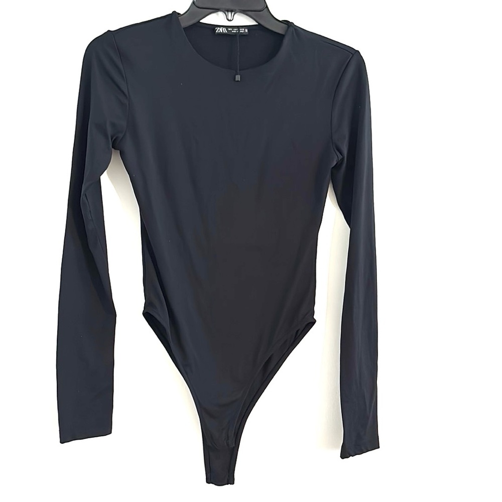 Zara Size S Black Long Sleeve Bodysuit